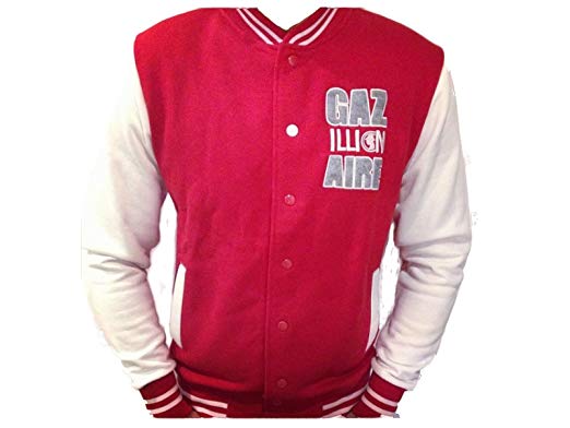 Red and White College Logo - Projekts NYC Bass Fleece College Jacket / White