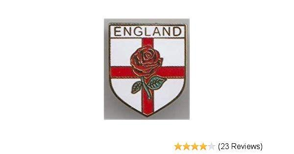 White Cross Logo - 1000 Flags English Rose on St George Cross Flag Pin Badge: Amazon.co ...