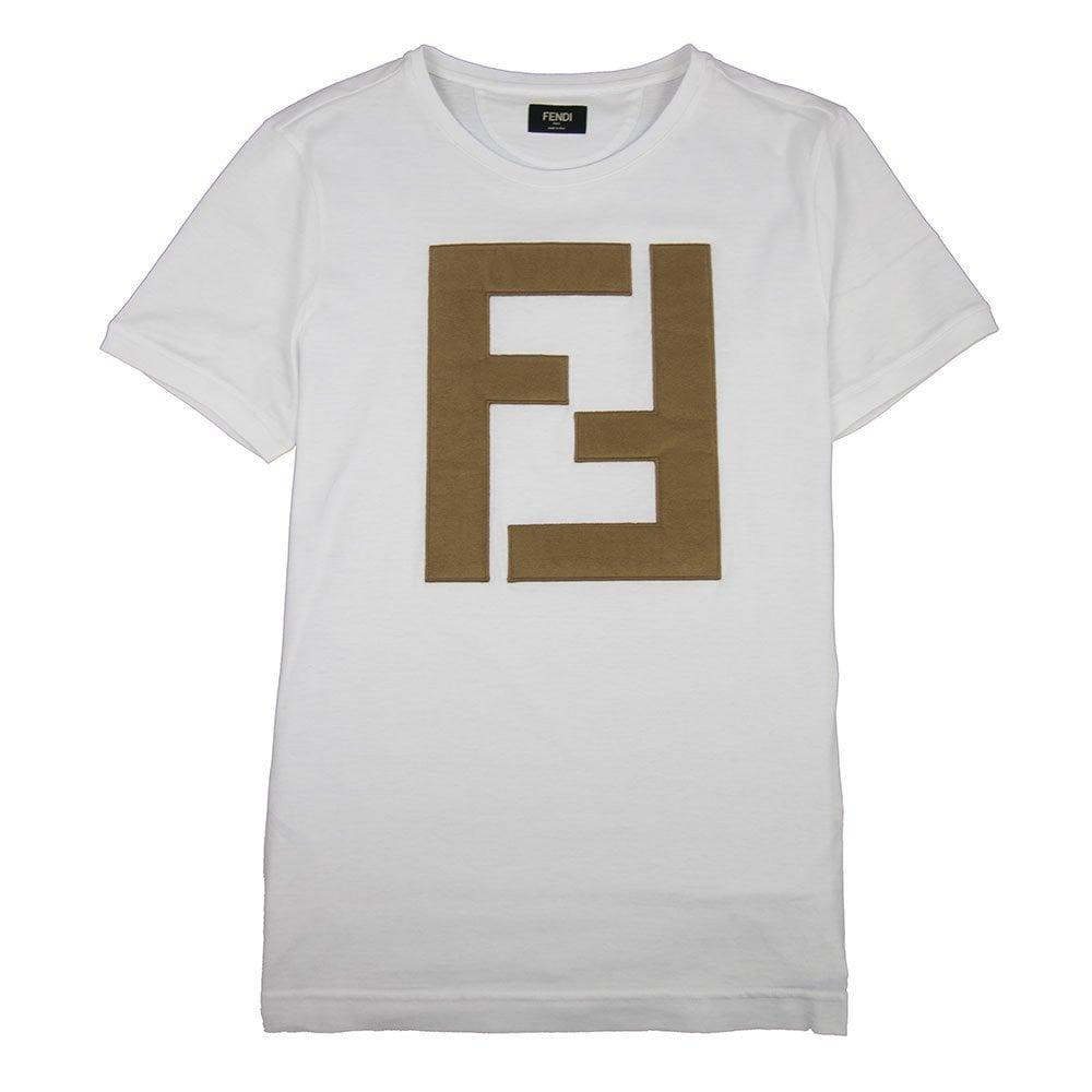 FF Logo - Fendi Leather FF Logo T Shirt White