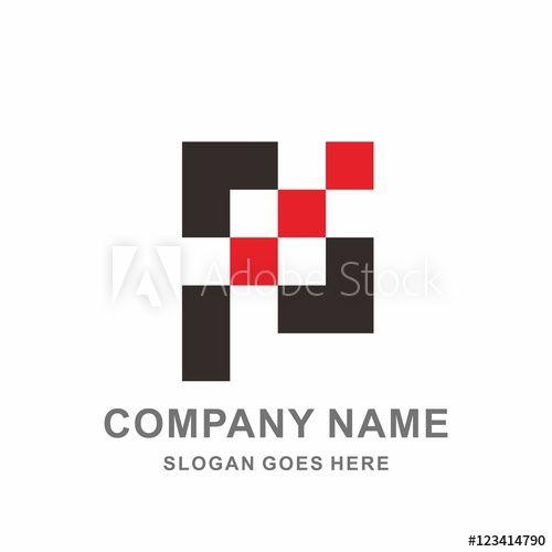 Letter P in Square Logo - Monogram Letter P Geometric Square Pixel Vector Logo Design Template