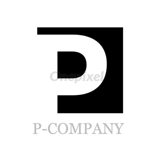 Letter P in Square Logo - Vector geometric initial letter P on black square background ...