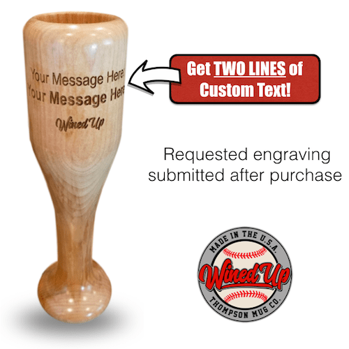 Wine with Bat Logo - Wined Up™. Baseball Bat Wine Glass