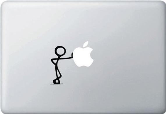 Funny Apple Logo - Macbook Stick man leaning on apple logo funny car truck