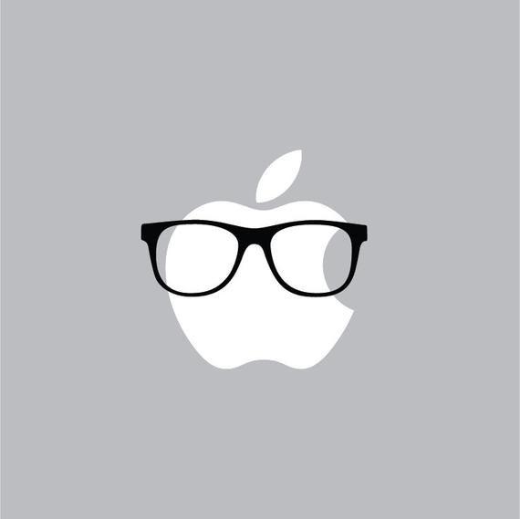 Funny Apple Logo - Hipster Glasses Mac Apple Logo Cover Laptop Vinyl Decal | Etsy