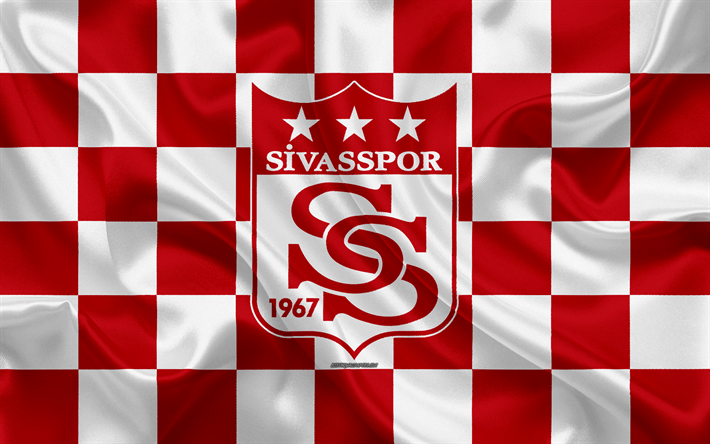 Red White Checkered Logo - Download wallpaper Sivasspor, 4k, logo, creative art, red white