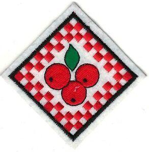 Red White Checkered Logo - 3 4 Inch Diamond Shaped Red White Checkered Cherry Fruit