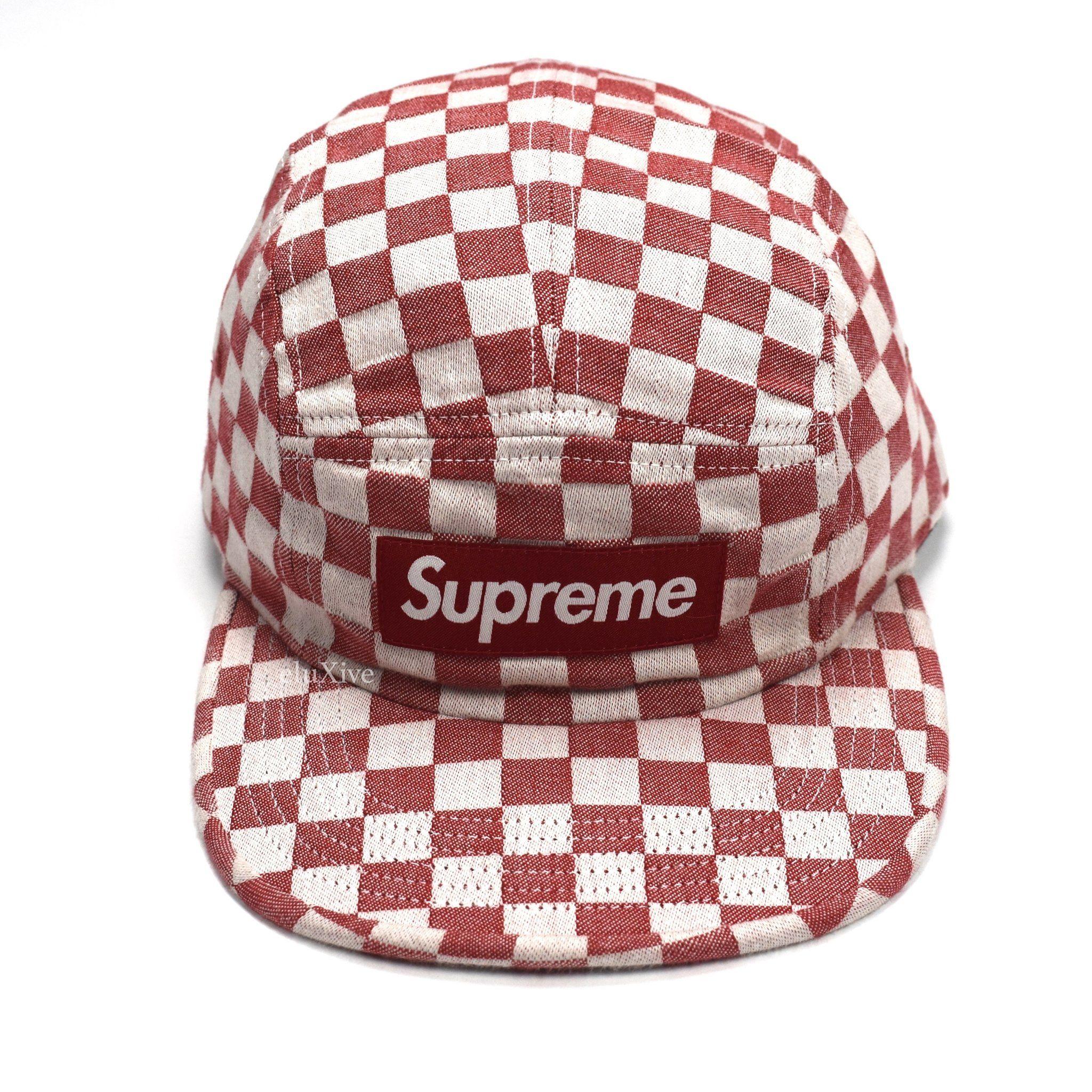 Red White Checkered Logo - Supreme - SS18 Red / White Checkered Box Logo Camp Cap Hat ...
