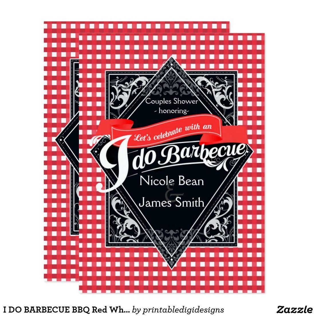 Red White Checkered Logo - I DO BARBECUE BBQ Red White Checkered Engagement Card. Engagement