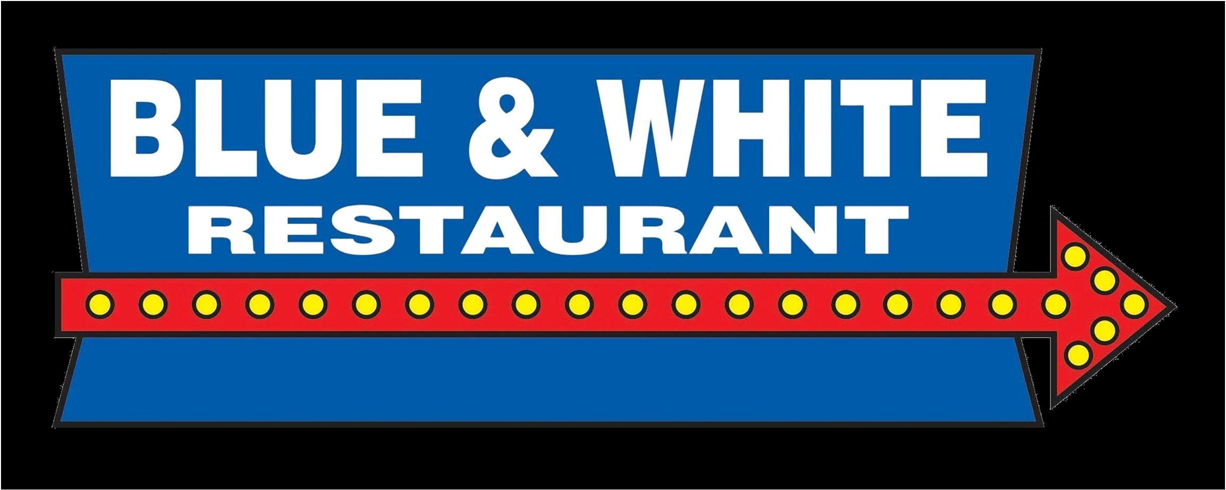 White with Blue Rectangles Logo - Blue and White Restaurant ... Established Since 1924