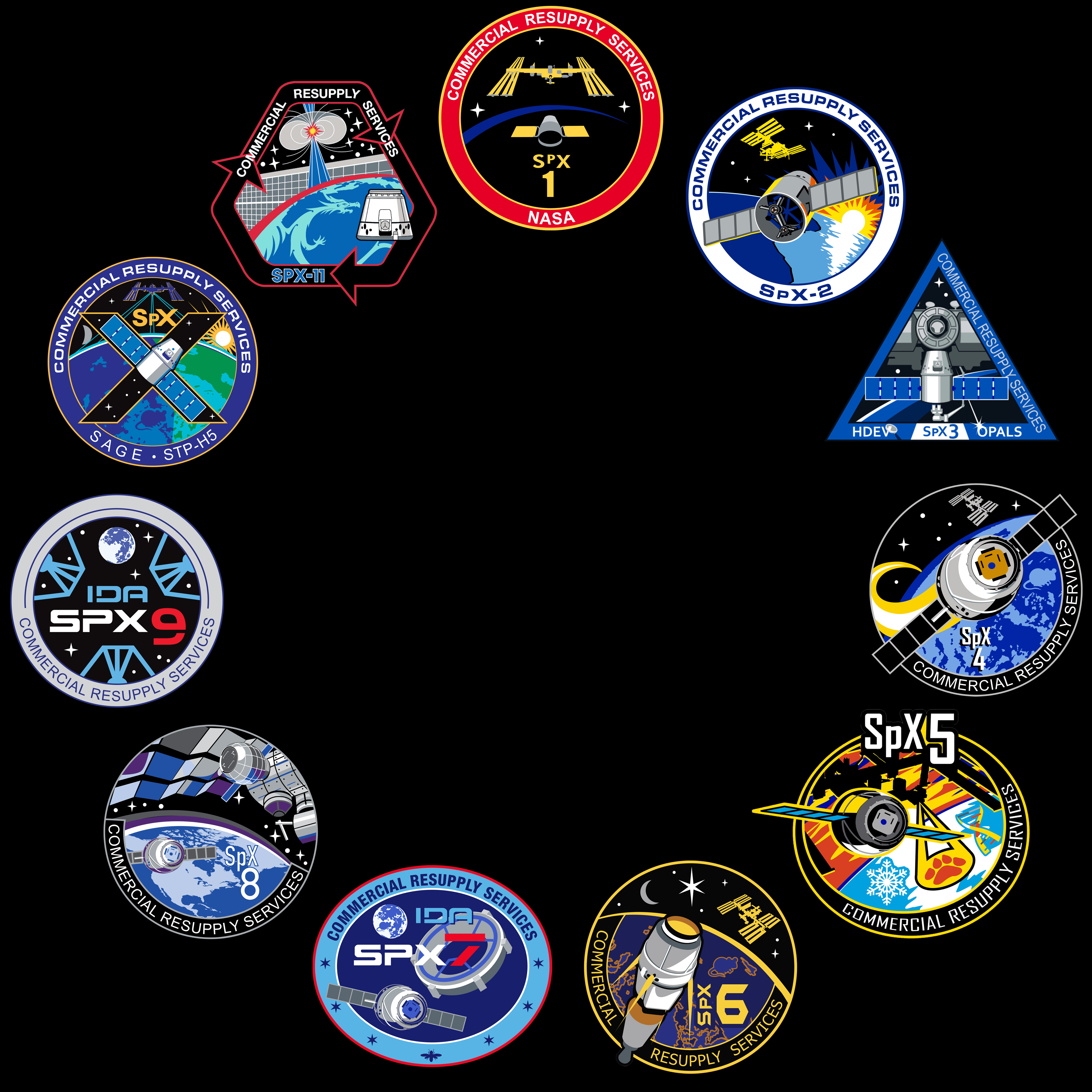 SpaceX Mission Logo - All the NASA-made patches for the SpaceX CRS SpX Missions : SpaceXLounge