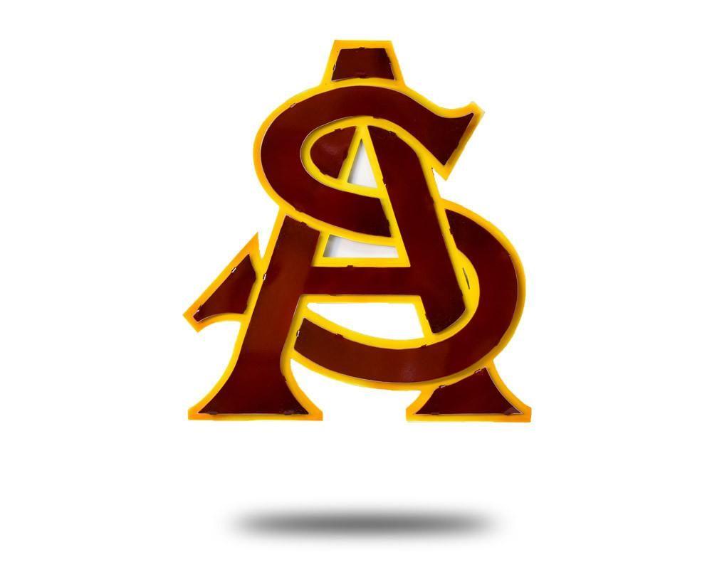 Arizona State University Logo - Arizona State University Logo 3D Metal Artwork Head Art