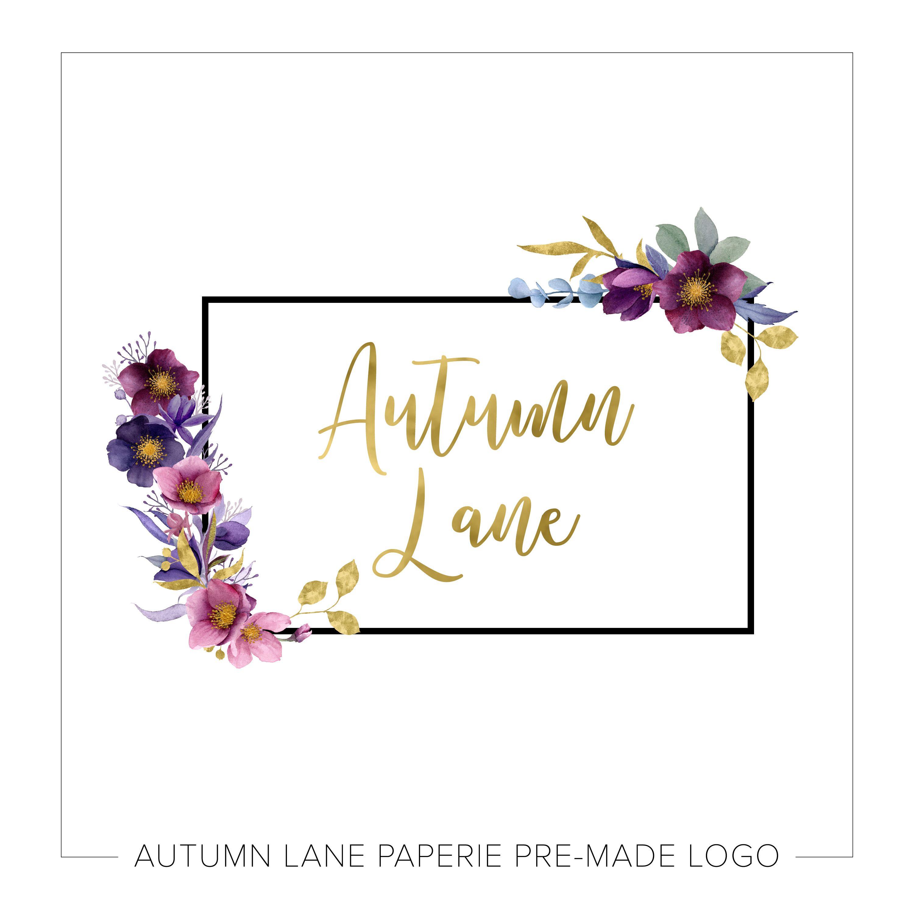 Purple and Gold Logo - Purple & Gold Floral Box Logo K70 | Autumn Lane Paperie