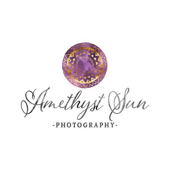 Purple and Gold Logo - Mandala Logo Design, Circle Logo, Purple and Gold, Amethyst Logo ...