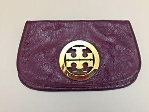 Purple and Gold Logo - $295 TORY BURCH VIOLET PURPLE PATENT LEATHER AMANDA REVA GOLD LOGO ...