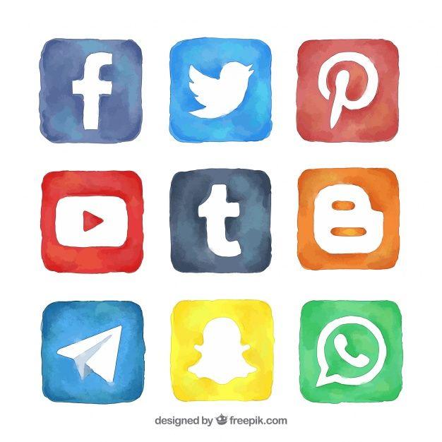 All Social Media Logo - Pack of watercolor squares with social media logos Vector | Free ...