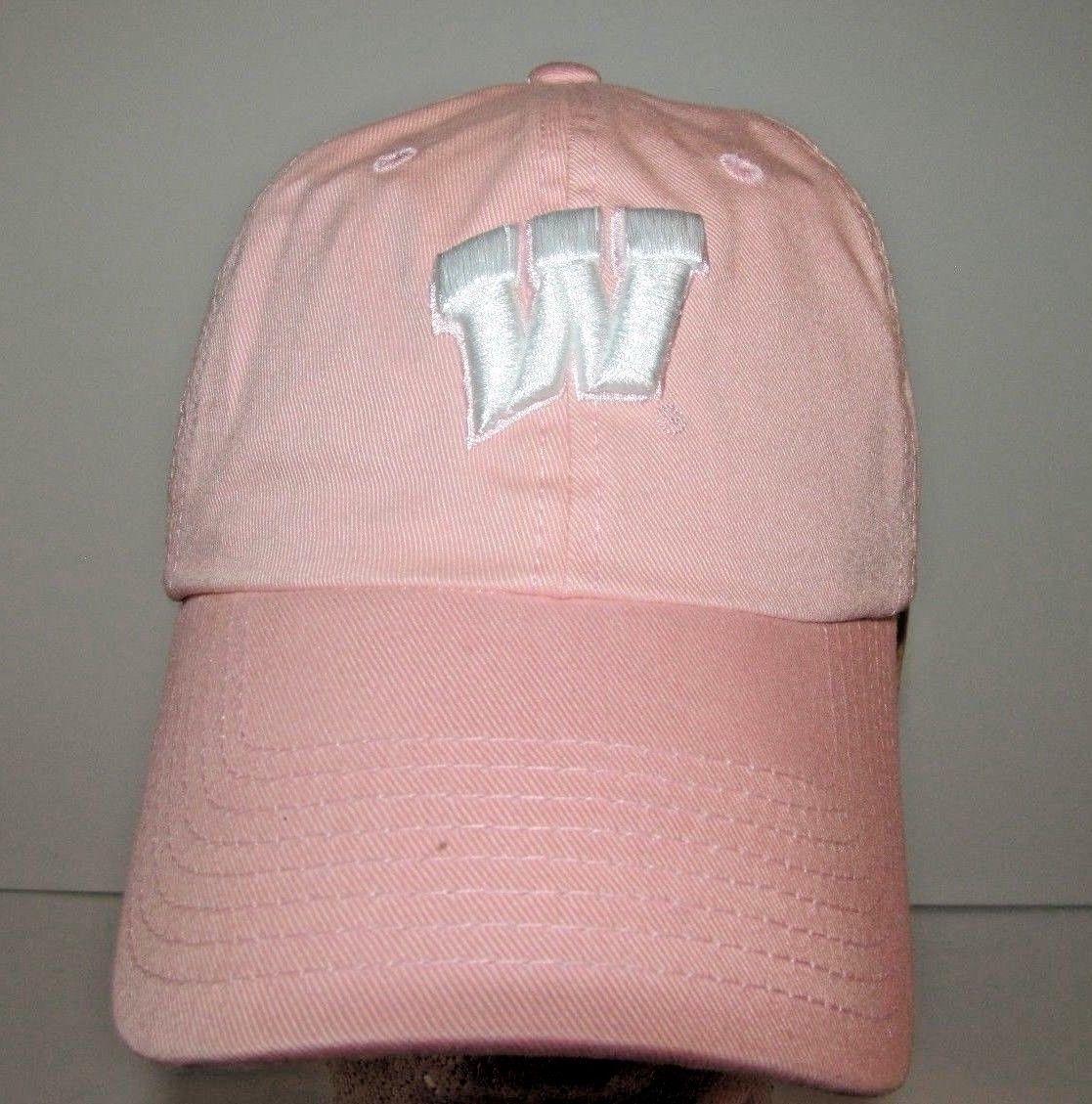 Pink Wisconsin Logo - Wisconsin Badgers Women's W Pink OSFM Women's Cap Hat - Top of the ...