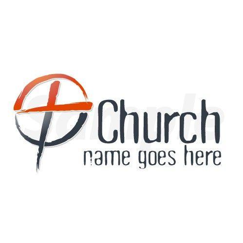Church Cross Logo - Circle Cross Rough Logo - Cross Christian Logo - Church Logo