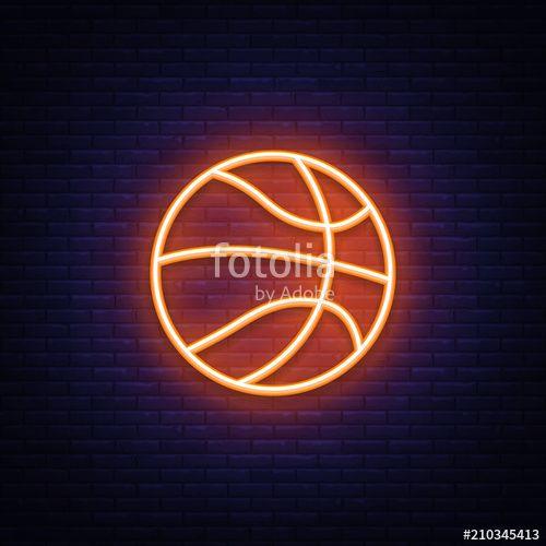 Neon Basketball Logo - Basketball Live neon sign vector. Basketball Online Design template ...