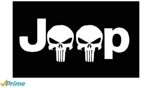 Jeep 4x4 Logo - Amazon.com: Jeep Logo w/ Punisher Skull PREMIUM Decal 5 inch Whtie ...