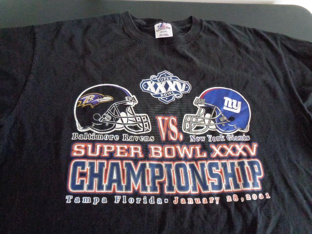 Xxxv Logo - SUPER BOWL XXXV Logo Athletic 2XL Shirt NY GIANTS Baltimore RAVENS ...