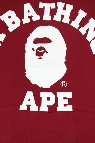 Red and White College Logo - bape white giant college logo tee burgundy