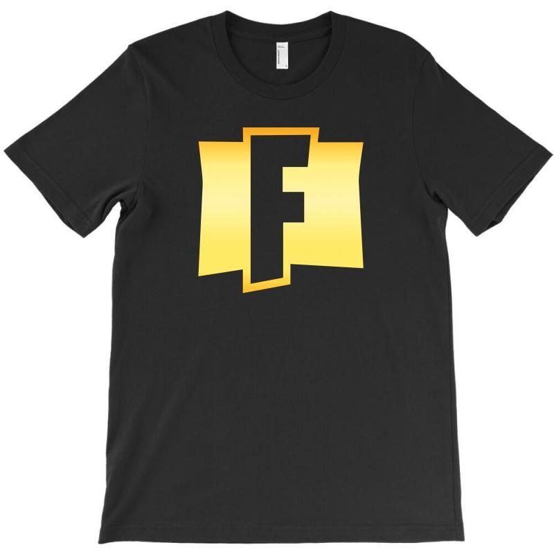 Fortnite F Logo - Custom Fortnite F Logo Gold T-shirt By Akin - Artistshot