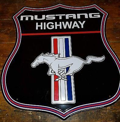 Red White Shield Auto Logo - FORD MUSTANG Highway Horse Logo Red White Blue Bar Shield Shaped