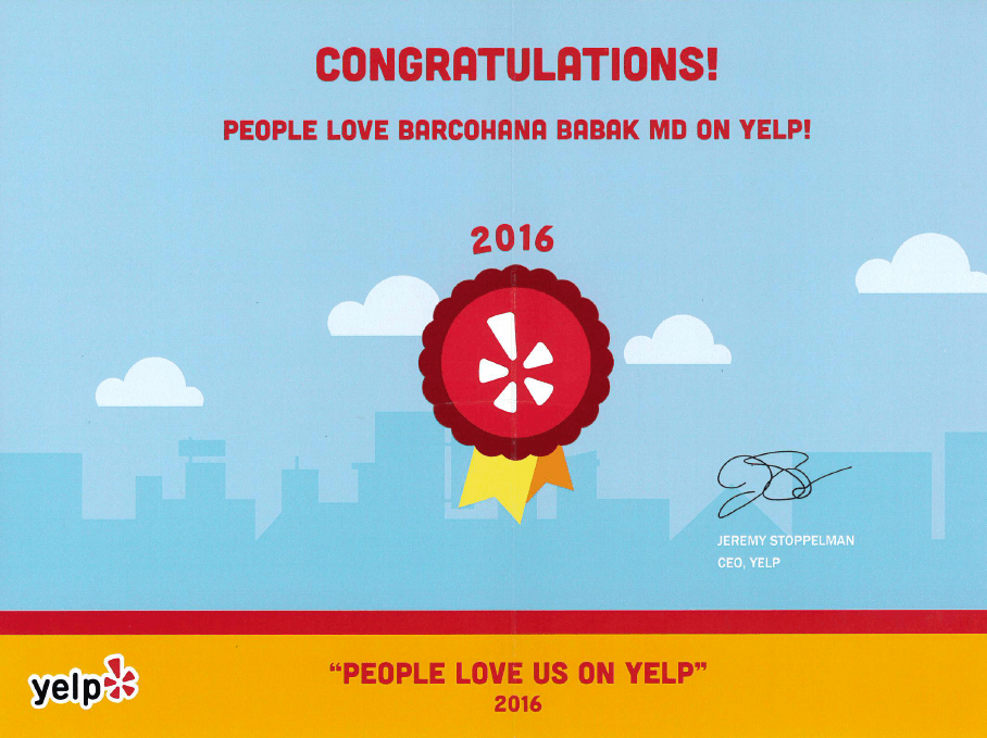 People Love Us Yelp Logo - Dr. Barcohana Receives “People Love Us On Yelp” Award for 2016 ...