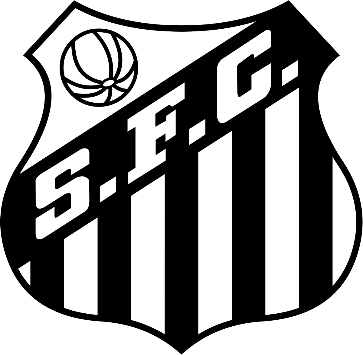 Black and White Football Team Logo - Santos FC