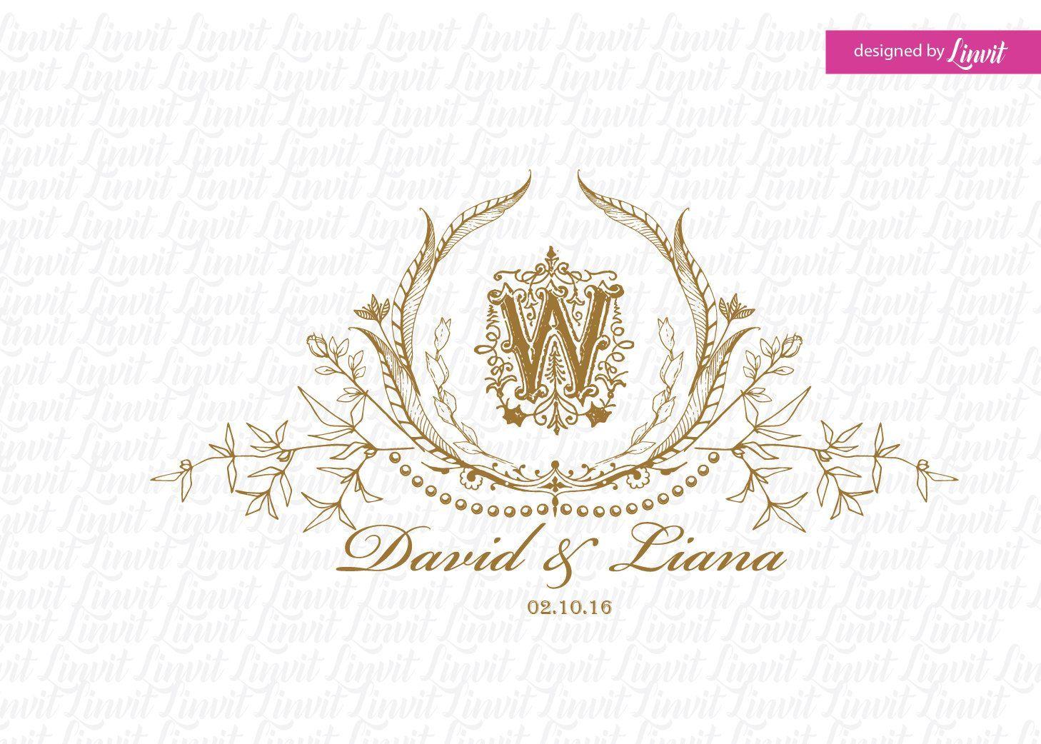 Gold Monogram Wedding Logo - Luxury Wedding Logo, wedding logo, premade wedding logo, gold logo