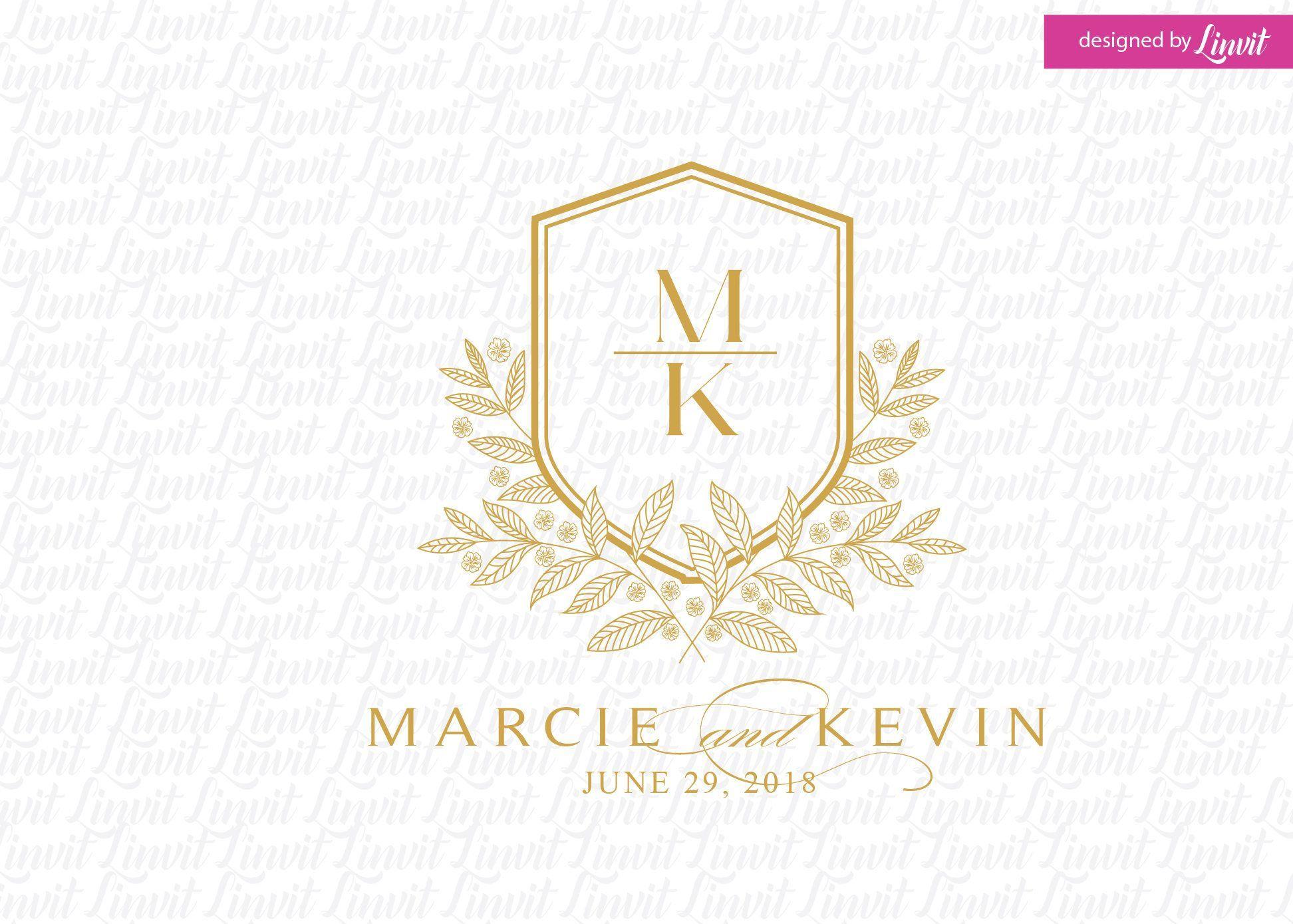 Gold Monogram Wedding Logo - Luxury Wedding Logo, wedding logo, premade wedding logo, gold logo ...