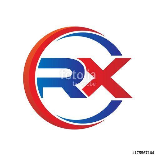 Red Rx Logo - rx logo vector modern initial swoosh circle blue and red Stock
