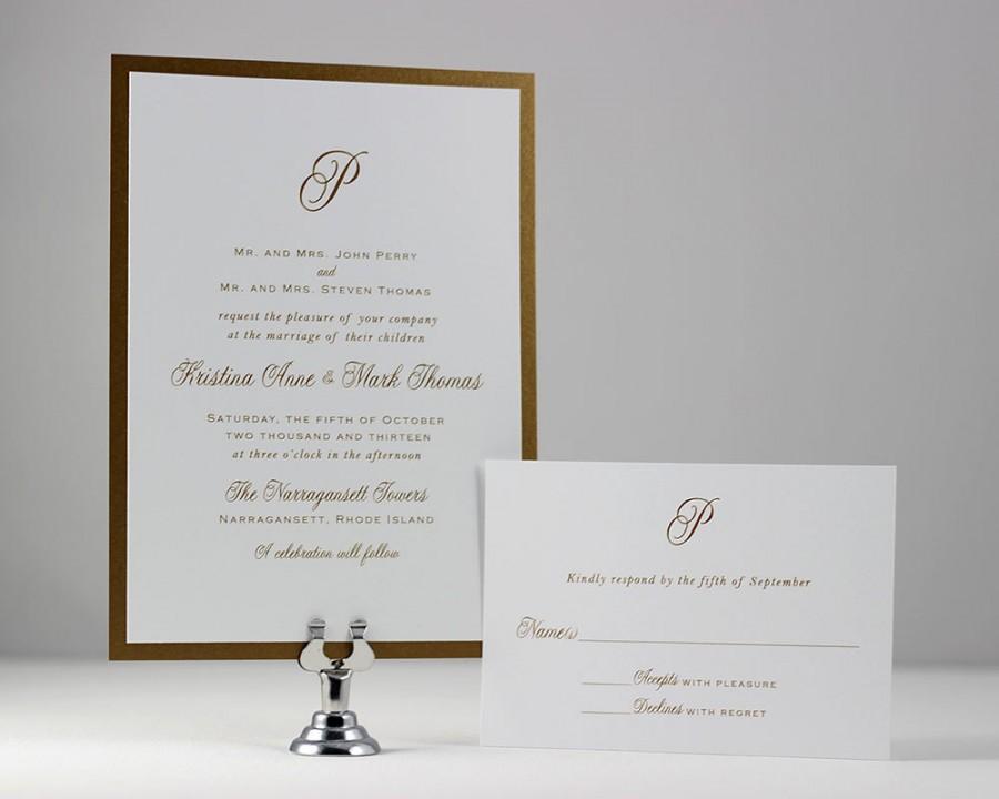 Gold Monogram Wedding Logo - Gold Monogram Wedding Invitations, Wedding Invites, Gold Monogram