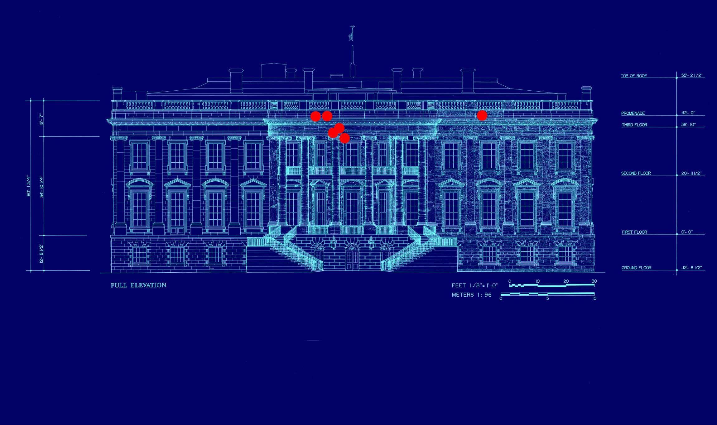 White House with Blue Logo - The night bullets hit the White House