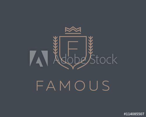 F Shield Logo - Premium monogram letter F initials ornate signature logotype ...