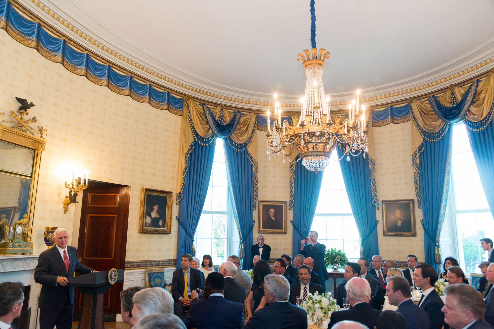 White House with Blue Logo - President Trump Hosts Faith Leaders at the White House | The White House