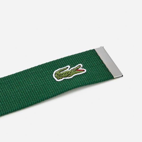 Green Croc Logo - Lacoste Men's Textile Signature Croc Logo Belt - Green