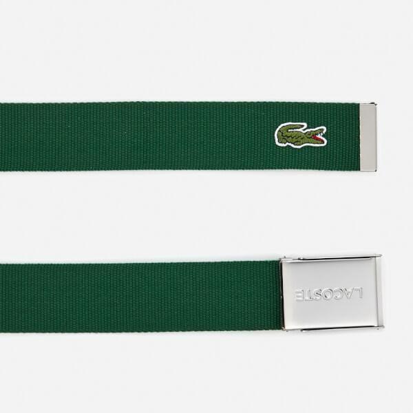 Green Croc Logo - Lacoste Men's Textile Signature Croc Logo Belt in Green for Men