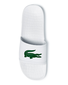 Green Croc Logo - Lacoste Slides White Green Sandals Croc Logo Men sz's 9 & 10 Ni7-8 ...