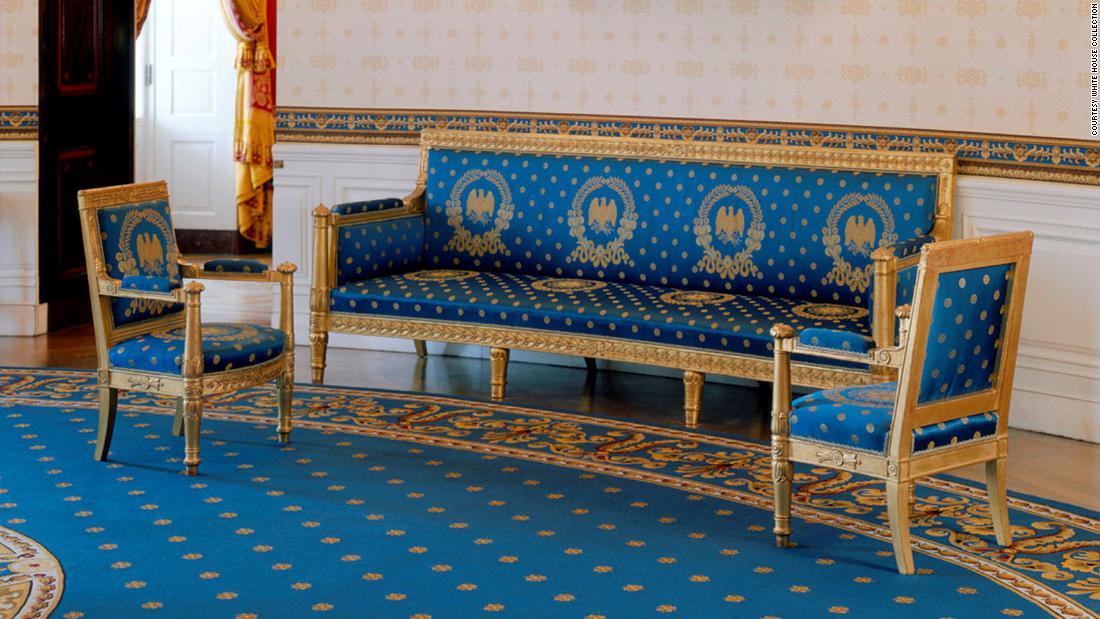 White House with Blue Logo - White House furniture finds nouveau life in the Blue Room - CNNPolitics