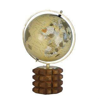 Multicolor Globe Logo - Benzara Elegant Globe On Carved Wood Base, Multicolor