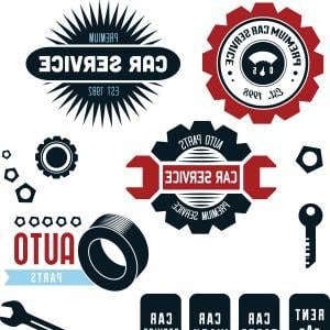 Vintage Automotive Shop Logo - Vintage Car Repair Shop Set Vector | LaztTweet