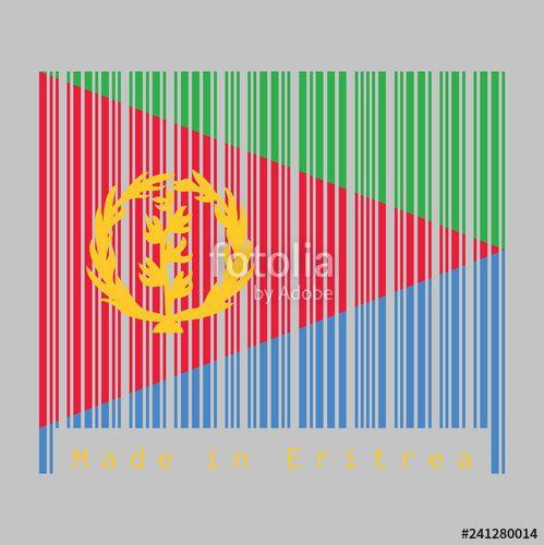 Gold Blue Green Triangle Logo - Barcode set the color of Eritrea flag, red triangle on blue
