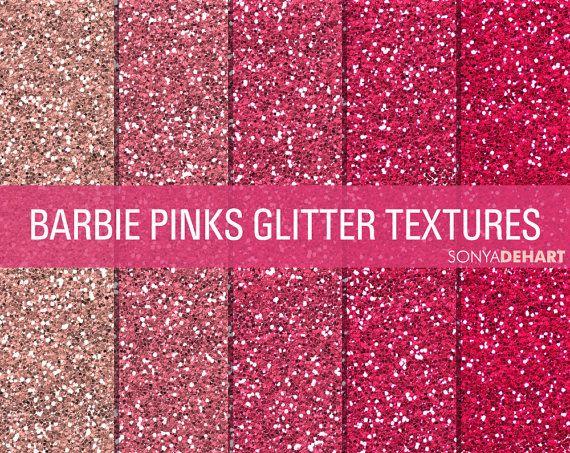 Barbie Glitter Logo - Glitter Digital Paper Glitter Textures Paper Pack Barbie Pinks ...
