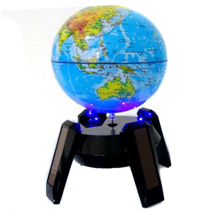 Multicolor Globe Logo - Solar Rotary Globe w/ Blue LED Light – Black + Multicolor (1*AA)