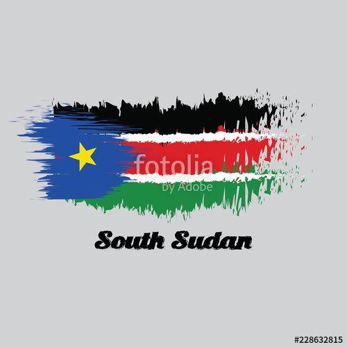 Gold Blue Green Triangle Logo - Brush style color flag of South Sudan, black red and green with ...