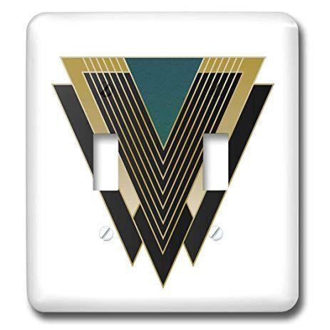 Gold Blue Green Triangle Logo - 3dRose Anne Marie Baugh - Art Deco - Gold, Black, and Blue Green Art ...