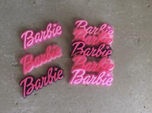 Barbie Glitter Logo - 10pcs Lot Pink Glitter Pendants, Barbie Logo Flatback Cabochons