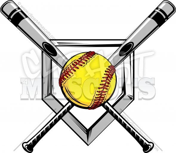 Softball Bat Vector Image Logo - Softball Design Graphic Vector Logo