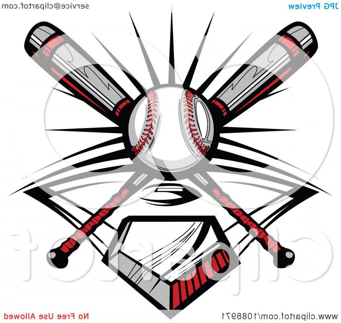 Softball Diamond Logo - Crossed Baseball Bats A Ball And Diamond | SOIDERGI